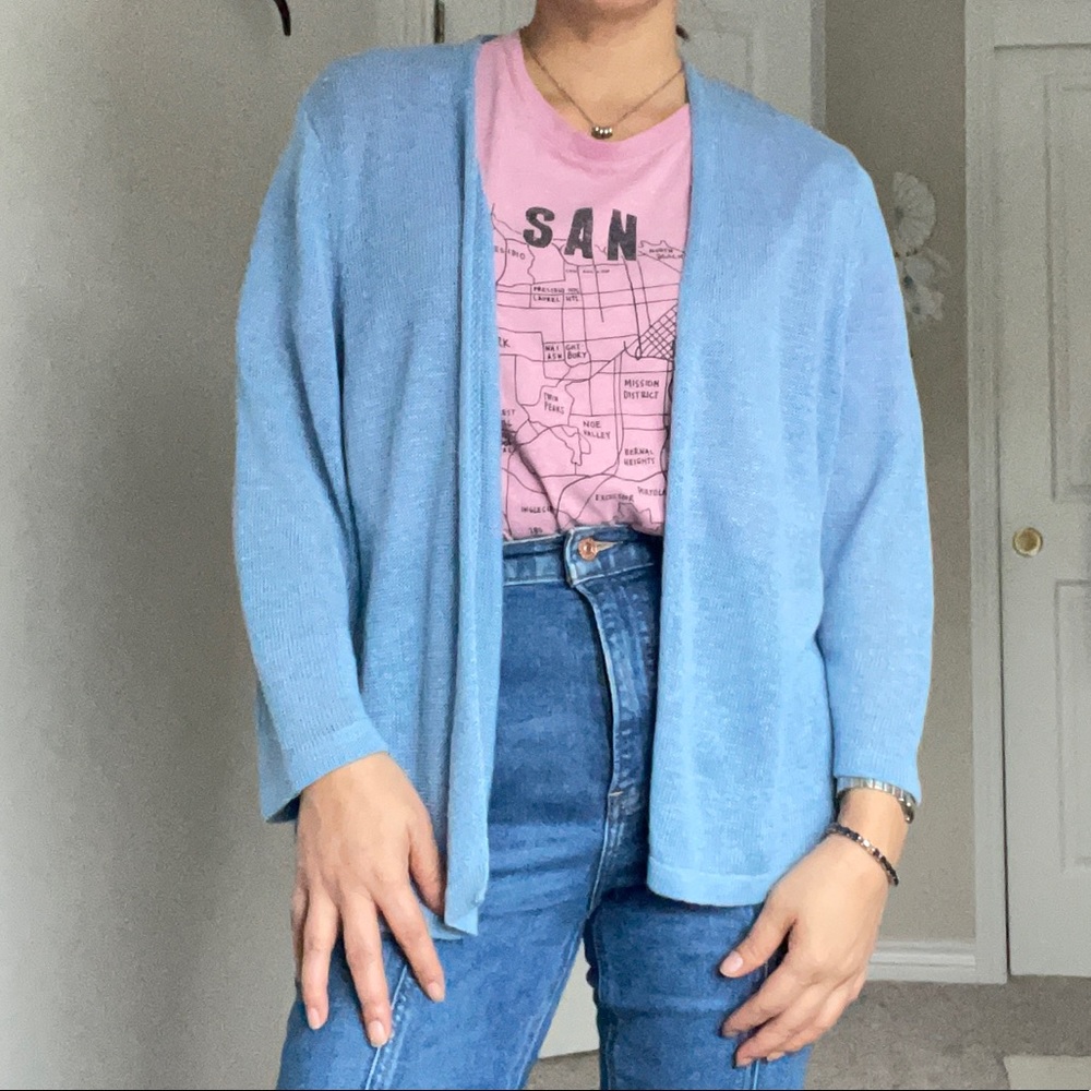J Jill Linen Blend Open Cardigan Sweater